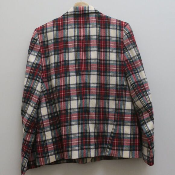 GIORGIO SANT ANGELO tartan plaid blazer vintage wool 12 red green scottish pockt - Picture 3 of 12